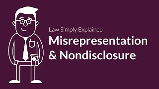 Misrepresentation and Nondisclosure  Contracts  Defenses amp Excuses [upl. by Eidaj]