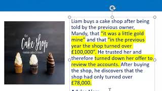 How to apply misrepresentation Liam cupcake scenario [upl. by Rezeile]