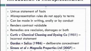 Misrepresentation Lecture 1 of 4 [upl. by Elleuqram]